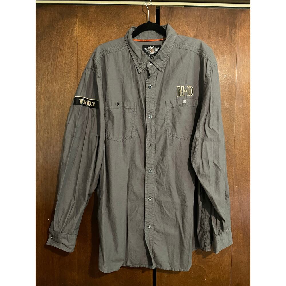 Harley Davidson Performance Shirt Mens XXL Long Sleeve Button Up Riding Fishing